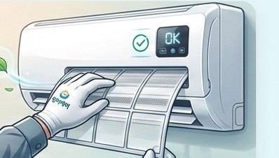 세척 완료 후 정상 작동을 확인하는 일러스트
